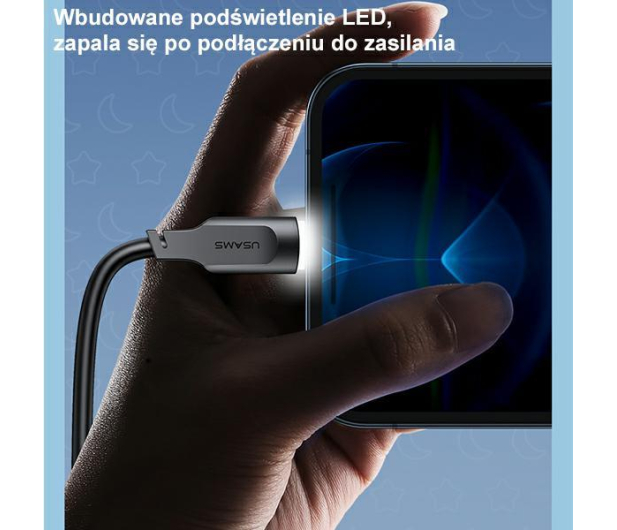 USAMS Kabel lightning 2,4A 1,2m Fast Charging czarny - 1569076 - zdjęcie 4